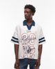 True Religion True Religion oversized contrast collar detail motif sports top in cream-White - 1