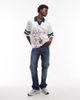 True Religion True Religion oversized contrast collar detail motif sports top in cream-White - 2