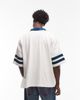True Religion True Religion oversized contrast collar detail motif sports top in cream-White - 3