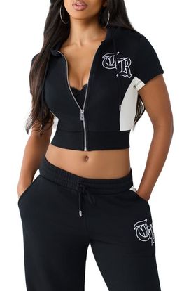 True Religion True Religion Paneled Short Sleeve Full Zip Hoodie