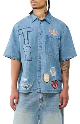 True Religion True Religion Patchwork Short Sleeve Denim Shirt