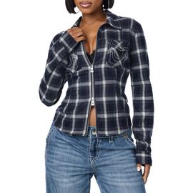 True Religion True Religion Plaid Two-Way Zip Shirt