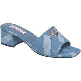 True Religion True Religion Single Strap Logo Block Heel
