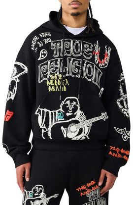 True Religion True Religion Sketch Logo Boxy Zip-Up Hoodie