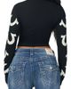 True Religion True Religion Tattoo Notch Neck Crystal Embellished Long Sleeve Rib T-Shirt - 2