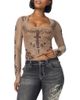 True Religion True Religion Tattoo Scoop Neck Long Sleeve Top - 1