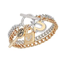 True Religion True Religion Two-Tone Key & Lock Charm Bracelet