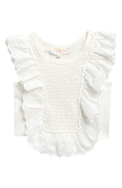 Truly Me Truly Me Kids' Eyelet Ruffle Smocked Top