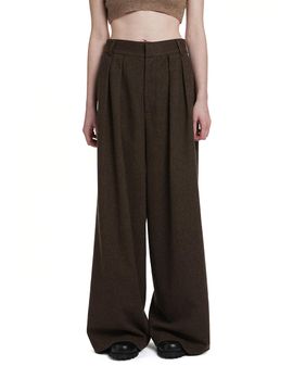 Trunk Project Pleated Wide-leg Wool Trousers [BROWN]
