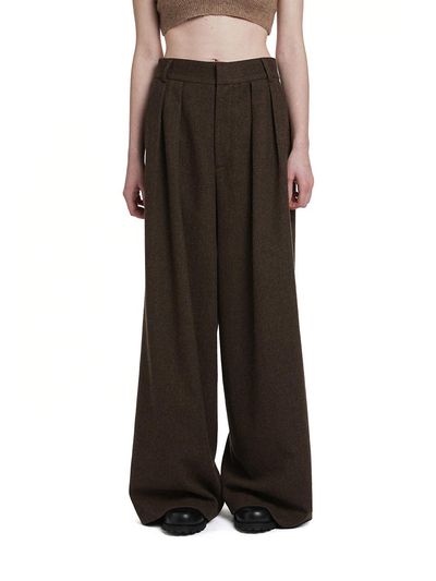 Trunk Project Pleated Wide-leg Wool Trousers [BROWN]