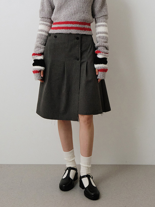 Trunk Project Pleated Wrap Skirt_Grey