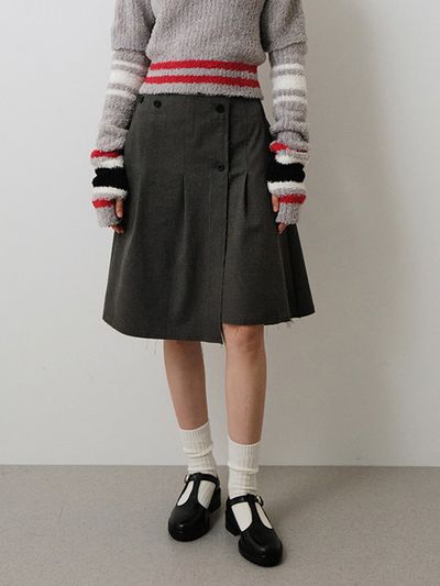 Trunk Project Pleated Wrap Skirt_Grey