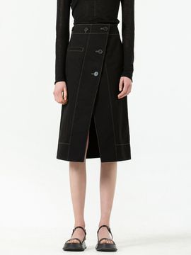 TRWA Denim Wraped Skirt (Black)