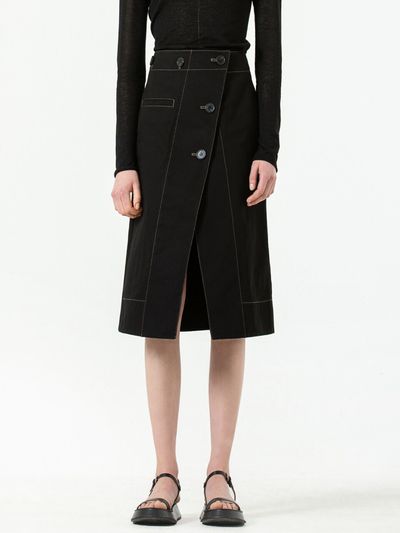 TRWA Denim Wraped Skirt (Black)
