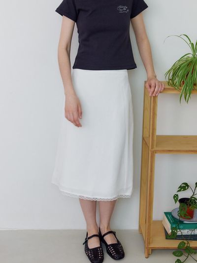 TRWA Linn silky midi skirt_white