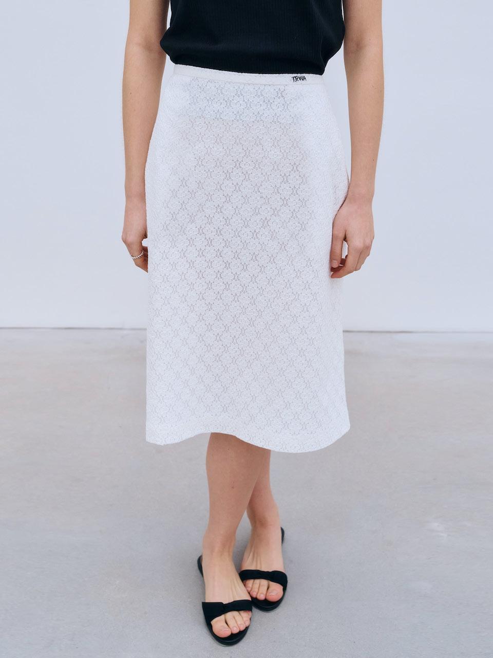 TRWA Marie Lace Midi Skirt_White