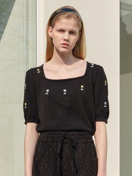 TRWA Riviera Flower Square Knitwear (BLACK)
