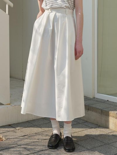 TRWA Sagan Pleats Long Skirt (WHITE)