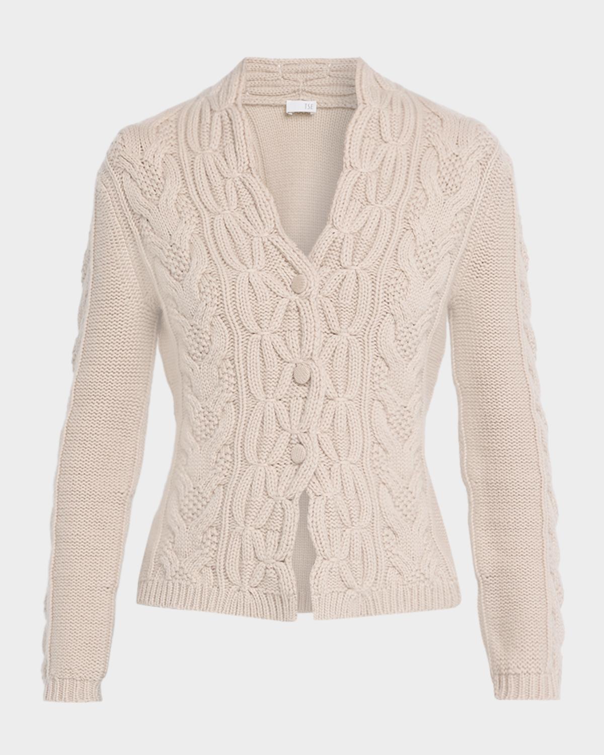 TSE Cashmere Button-Front Aran Knit Cardigan