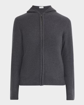 TSE Cashmere Cashmere Boucle Hooded Zip-Front Cardigan