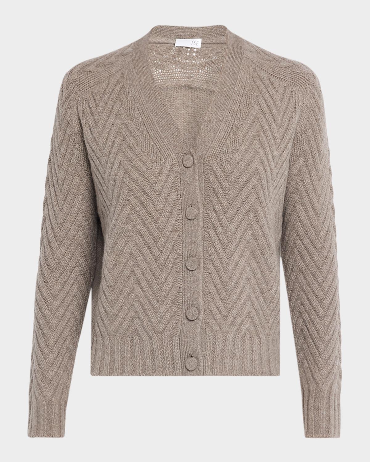 TSE Cashmere Cashmere Chevron-Stitch Cardigan