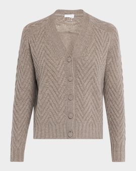 TSE Cashmere Cashmere Chevron-Stitch Cardigan