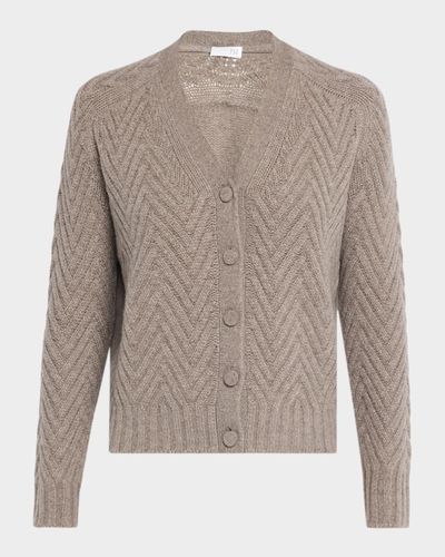 TSE Cashmere Cashmere Chevron-Stitch Cardigan