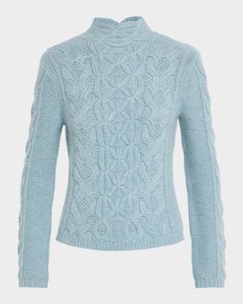 TSE Cashmere Cashmere Mixed Cable-Knit Mock-Neck Sweater