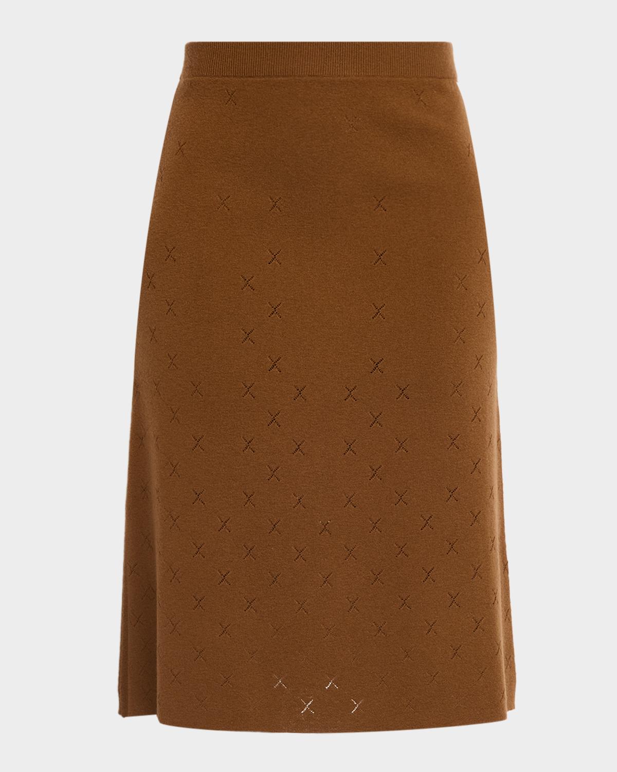 TSE Cashmere Diamond Pointelle Knit Midi Skirt