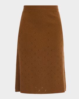 TSE Cashmere Diamond Pointelle Knit Midi Skirt