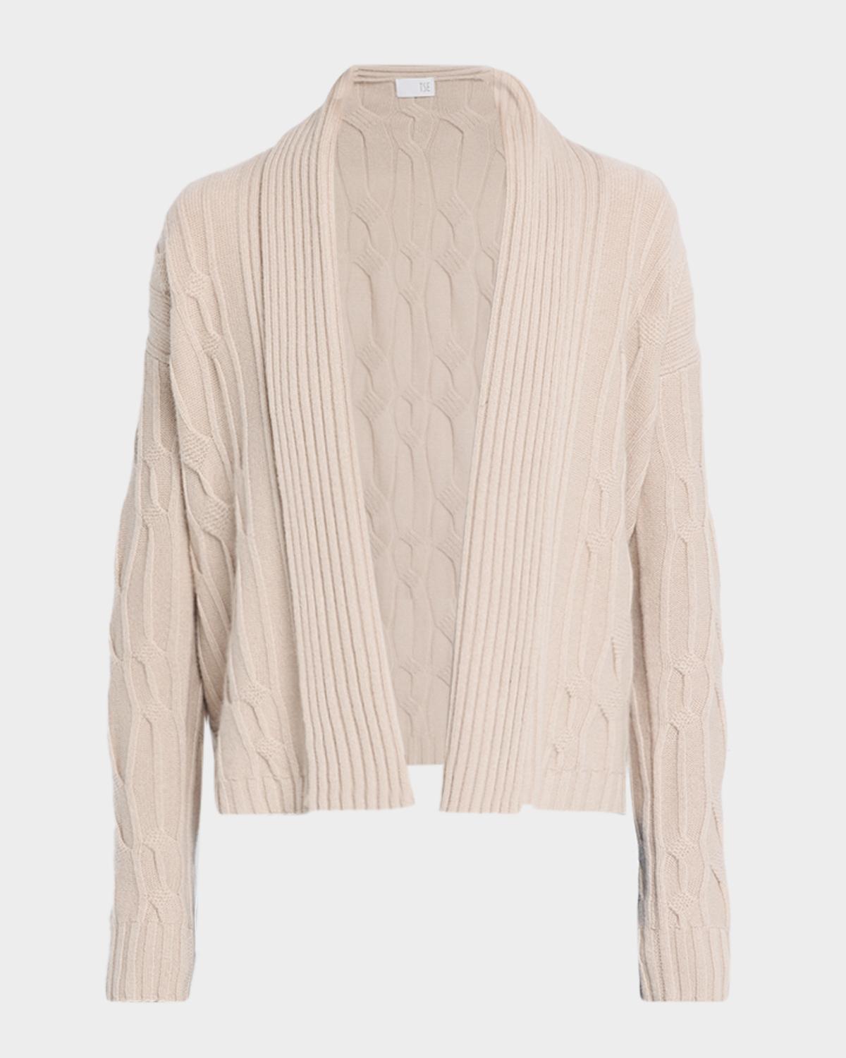 TSE Cashmere Shawl-Collar Cable-Knit Cardigan