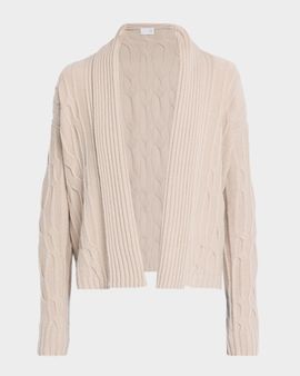 TSE Cashmere Shawl-Collar Cable-Knit Cardigan