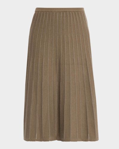 TSE Cashmere Sheer Pinstripe A-Line Midi Skirt