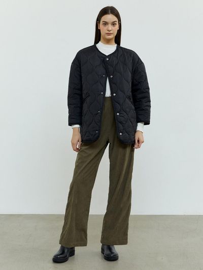TSH Corduroy Semi-wide Pants - Khaki