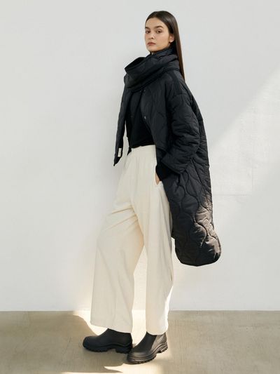 TSH Corduroy Semi-Wide Pants - white