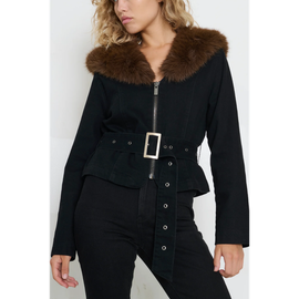 TT Studios TT Studios Carm Denim Faux Fur Jacket