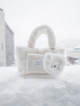 TU ET TOI Fluffy Fur Keyring Pouch Bag [Beige]