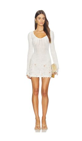Tularosa Tularosa Ellisa V Neck Shell Embellished Mini Dress