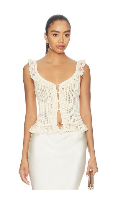 Tularosa Tularosa Leyla Pointelle Ruffle Top