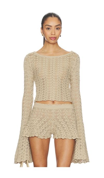 Tularosa Tularosa Zaylee Boat Neck Open Stitch Sweater