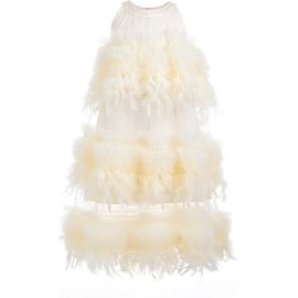 Tulleen Tulleen Delara Feathered Tiered Dress