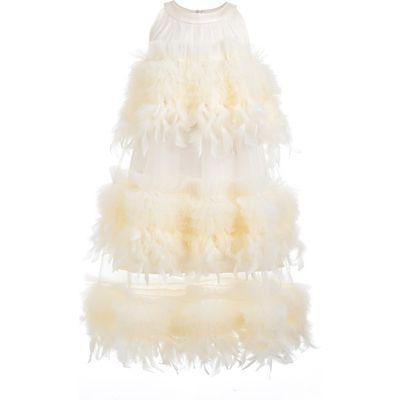 Tulleen Tulleen Delara Feathered Tiered Dress