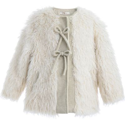 Tulleen Tulleen Faux Fur & Wool Bow Coat