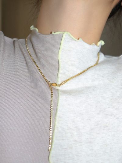 turntable Mix Chain Necklace_ 2Colors