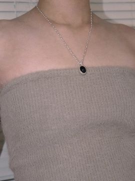 turntable Oval Stone Necklace_ Onyx