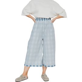 Turtledove London Turtledove London Organic Cotton Marine Check Print Reversible Crop Trousers