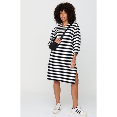 Turtledove London Turtledove London Organic Cotton Rosa Bold Stripe Print Midi Dress