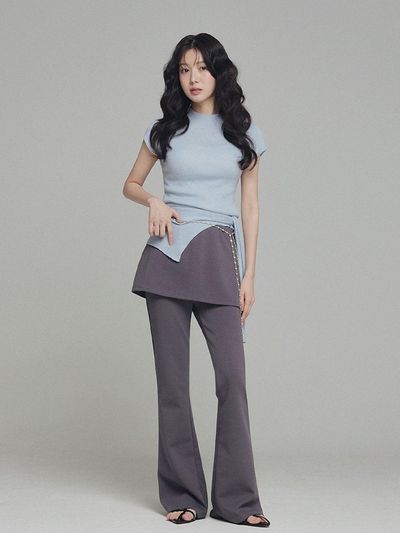 TWEE Baron Unbalanced Slit Layered Pants