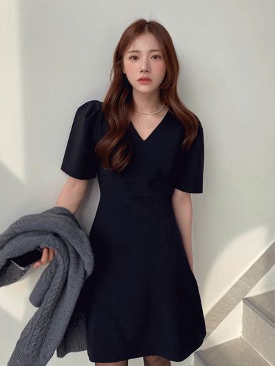 TWEE Demew V Neck Puff Line Dress