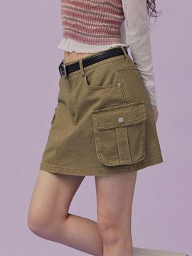 TWEE Drawing Cargo Mini Skirt (with Belt Set)
